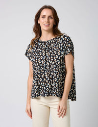 Clio Blouse - Navy Leopard