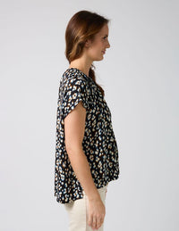 Clio Blouse - Navy Leopard