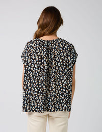 Clio Blouse - Navy Leopard