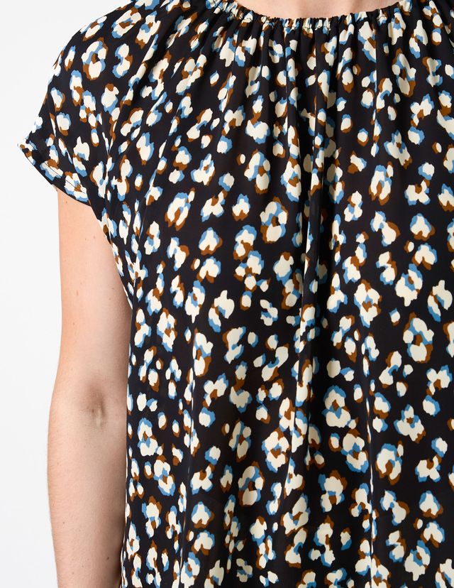 Clio Blouse - Navy Leopard