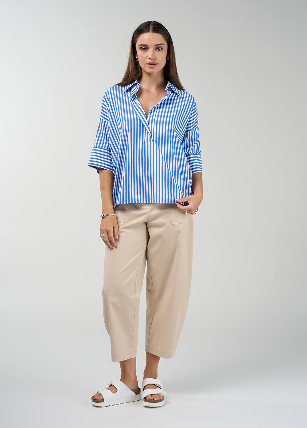 Connect Stripe Shirt - Cobalt