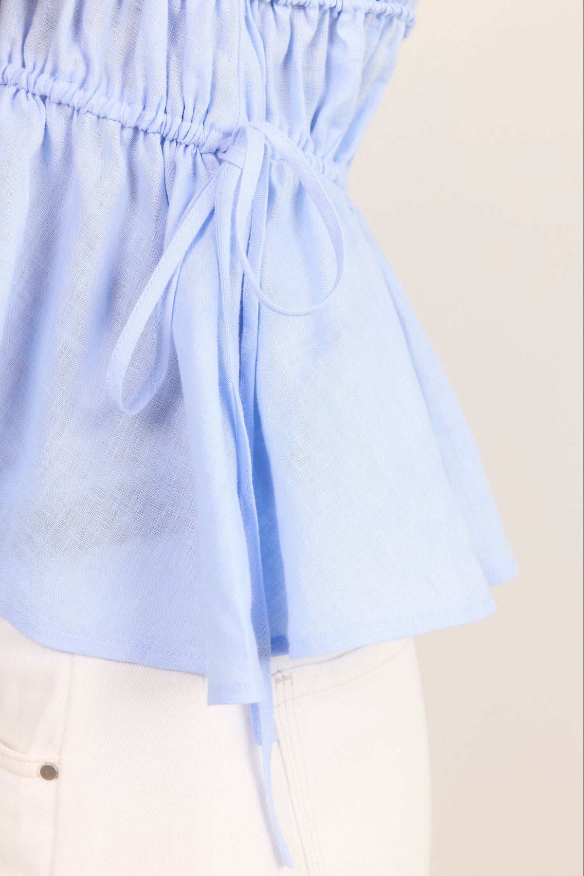 Context Ice Blue Linen Relaxed Sleeveless Top