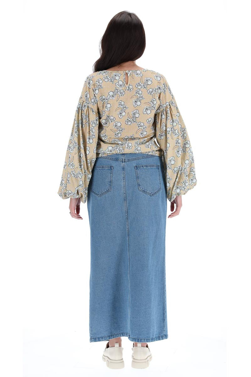 Cori Top Beige Floral