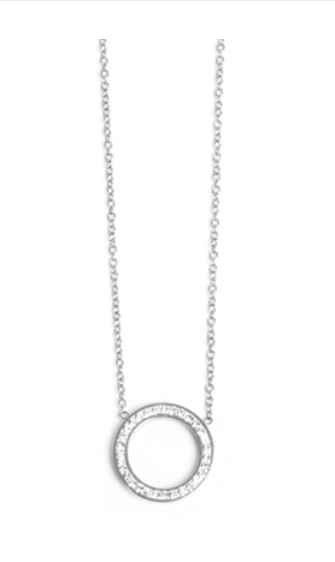 2046-0189 Crystal Circle Necklace - Steel.*