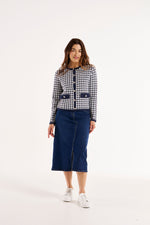 Lady Cardigan - Navy Houndstooth