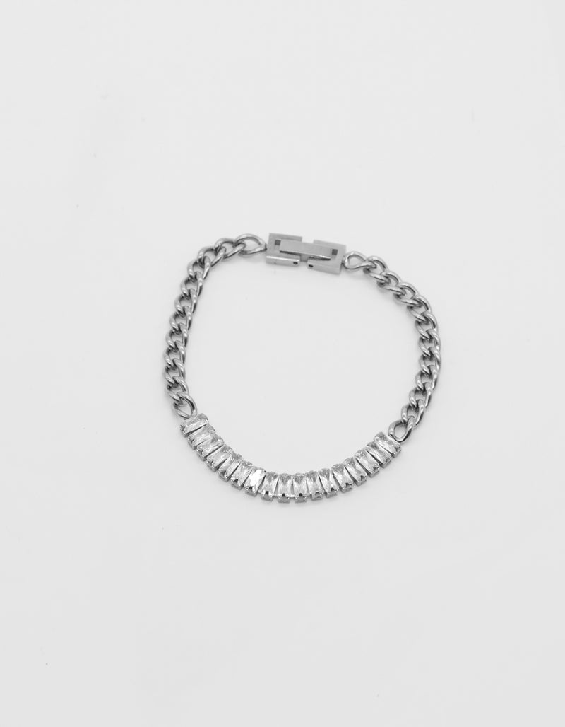 Cubic Zirconia Chain Bracelet - Silver