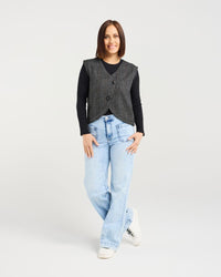 Verona Vest / Stone Plaid