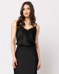Lace Cami / Black Heavy Satin