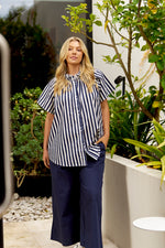 Caspian Blouse - Blue/White Stripe