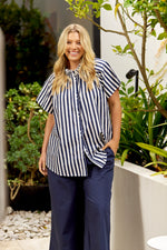 Caspian Blouse - Blue/White Stripe