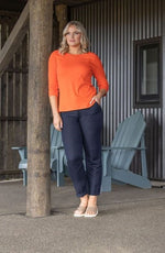 Boat Neck 3/4 Sleeve Top - Punch