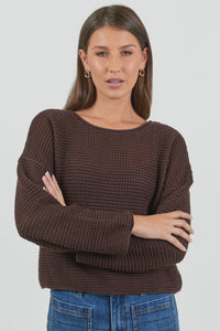 Dawn Dark Chocolate Crochet Knit Jumper