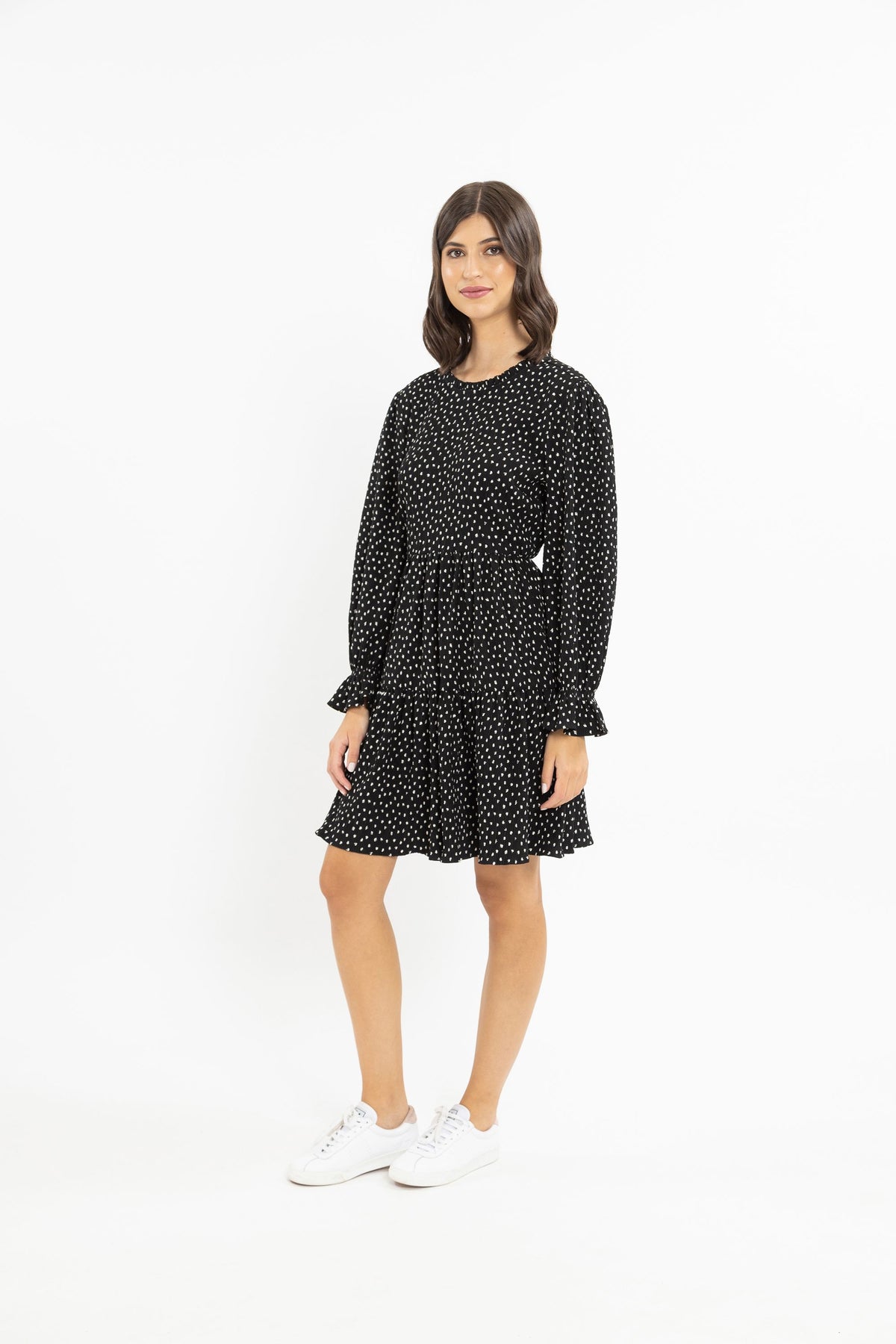 Destiny Mini Dress - Black Crinkle.