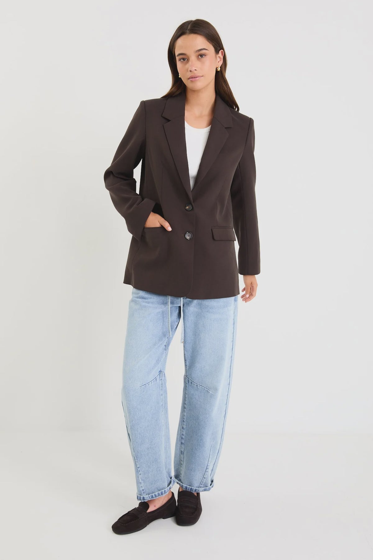 Diploma Dark Chocolate Two Button Vent Sleeve Blazer