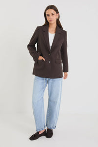 Diploma Dark Chocolate Two Button Vent Sleeve Blazer
