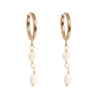 1047-0002 Double Pearl Earring - Gold