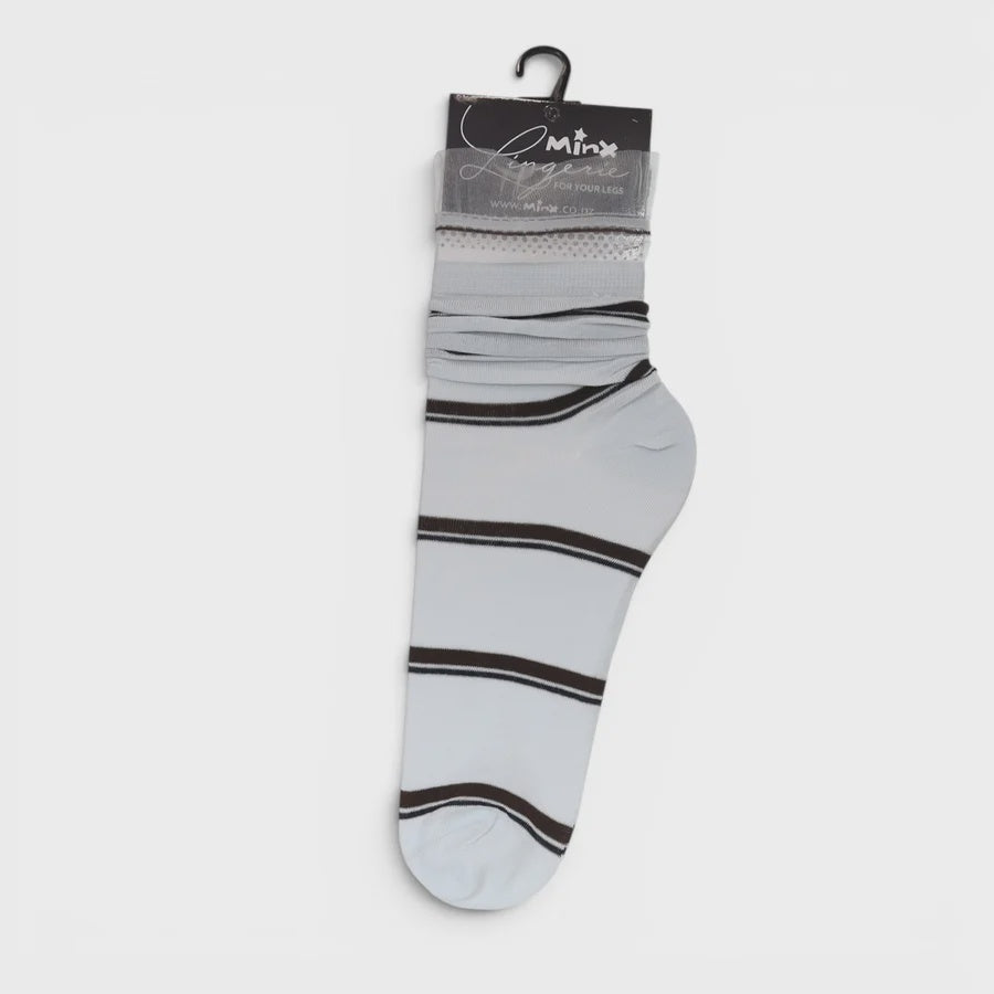 Double Stripe Frill Sock - Powder Blue