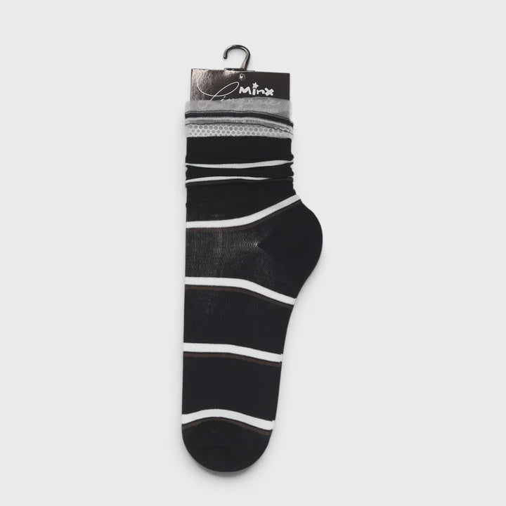 Double Stripe Frill Sock - Black