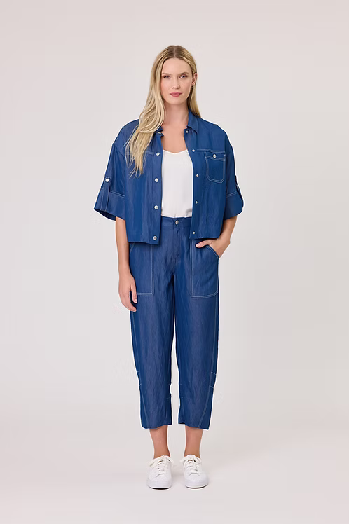 Delta Barrel Leg Pant - Mid Blue