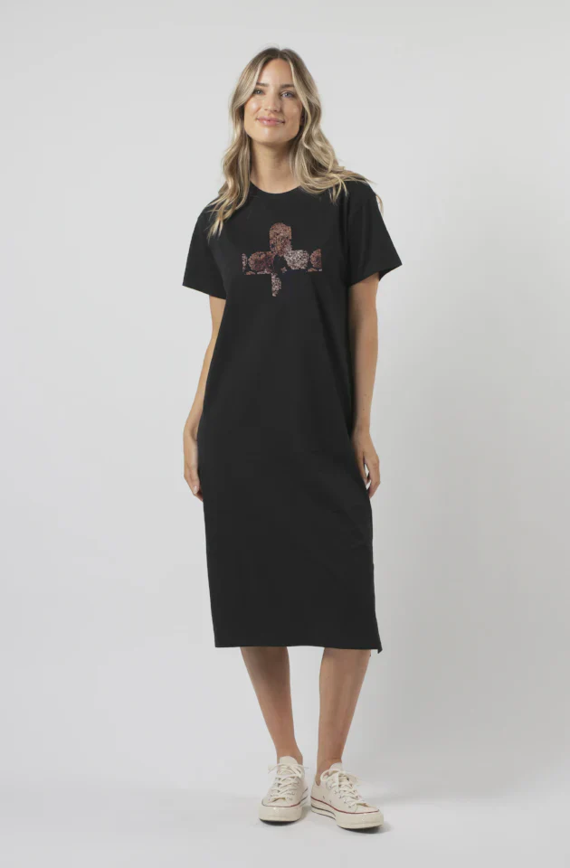 Maxie T-Shirt Dress Dusty Rose - Black
