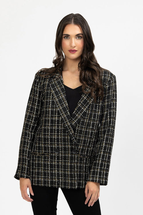 Dylan Blazer - Black Gold Lurex Check - Girl Next Door Fashion