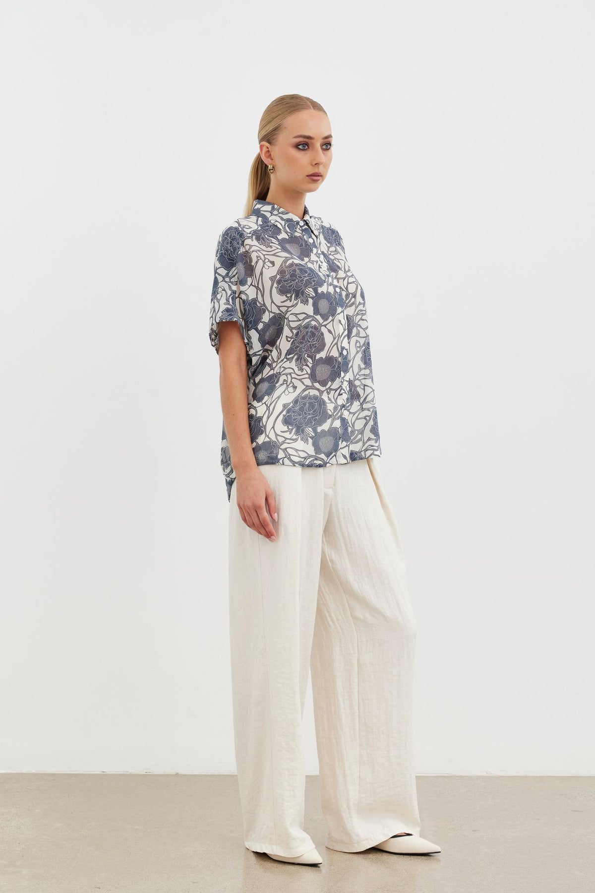 Elia Scoop Shirt - Ivory Atelier Bloom