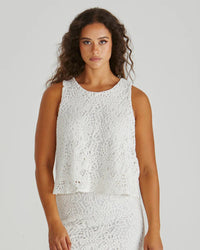 Kai Crochet Lace Tank / White
