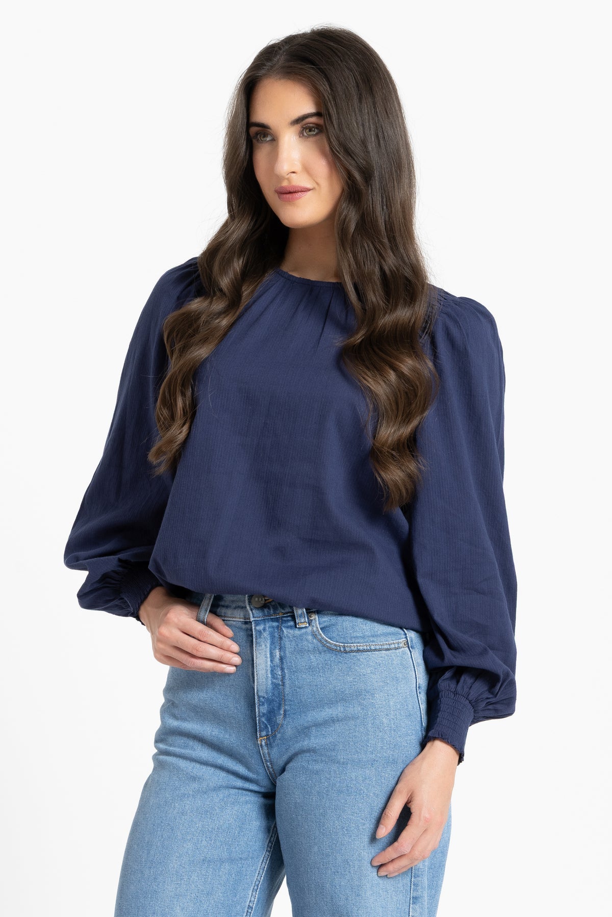 Honeycombe Blouse - Ink Stripe