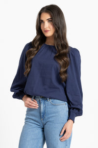 Honeycombe Blouse - Ink Stripe