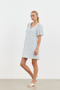 Harmony Mini Dress - Baby Blue Embroidery