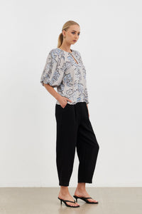 Aurora Puff Sleeve Top - Blue Posey