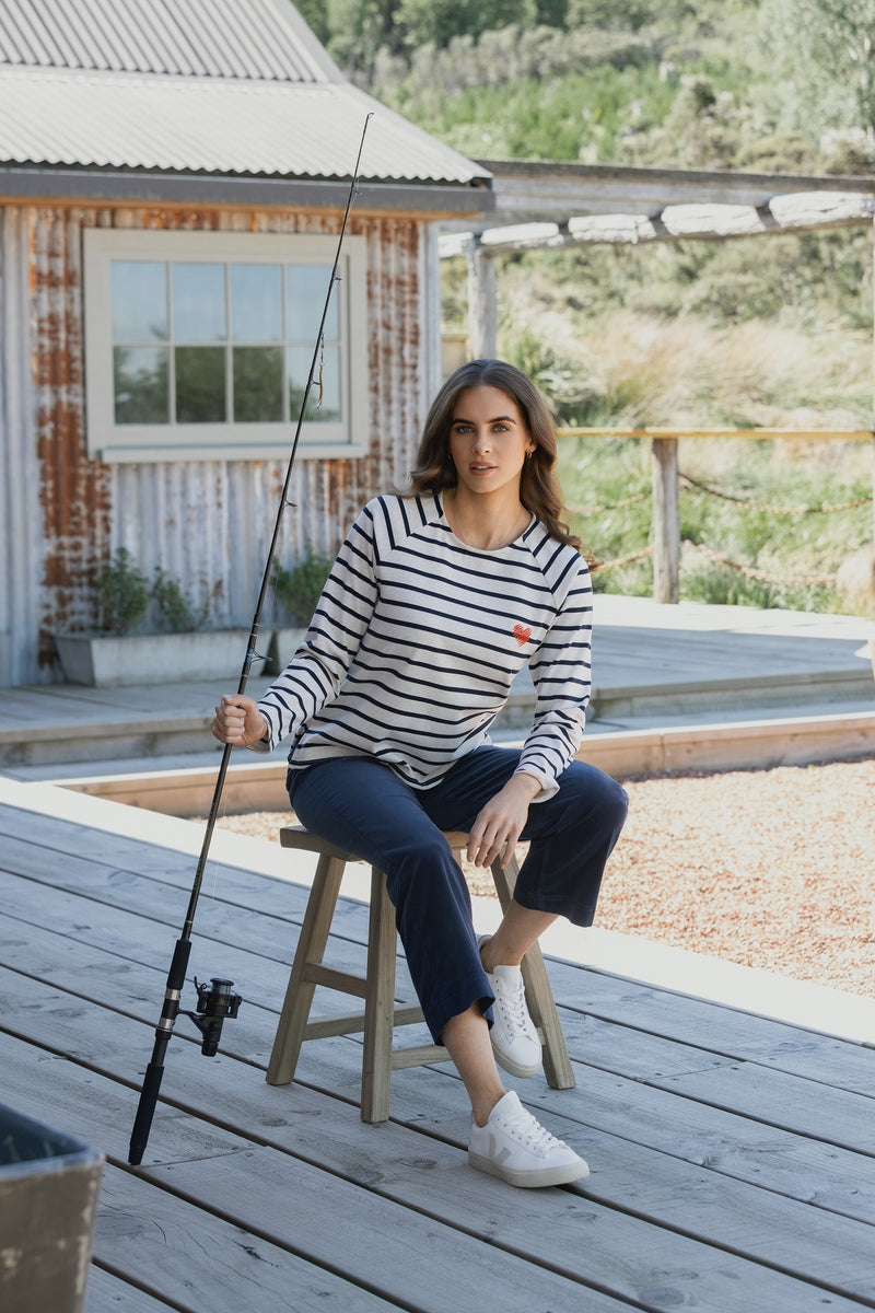 Lover Round Neck Top / Oat & Ink - Girl Next Door Fashion