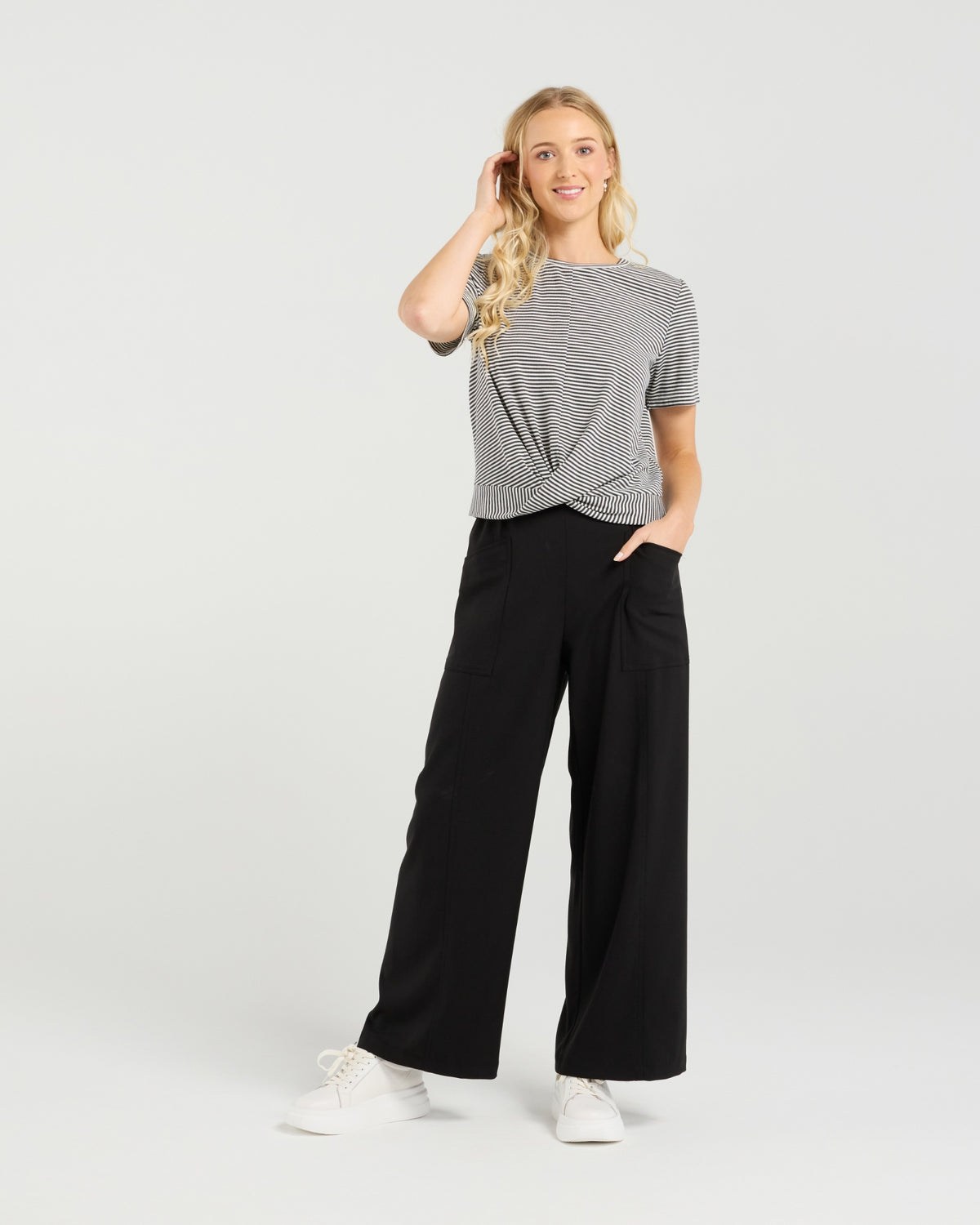Twist Tee - Monochrome Stripe EA9002D