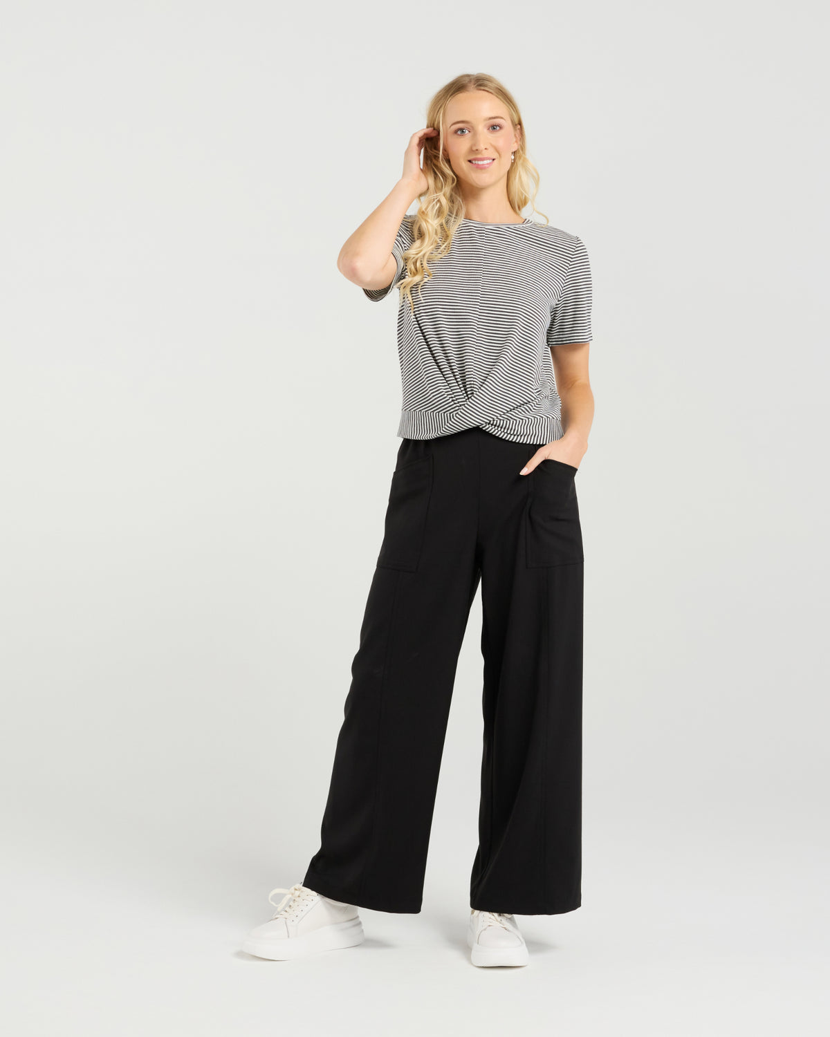 Twist Tee - Monochrome Stripe EA9002D