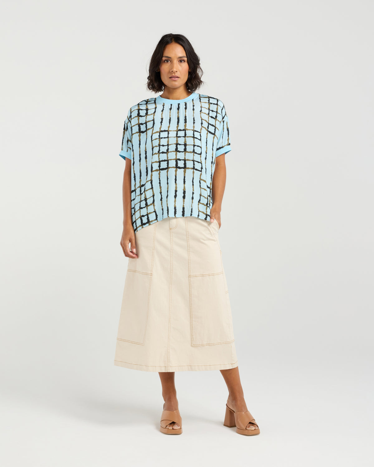 Brea Top - Skyline Plaid