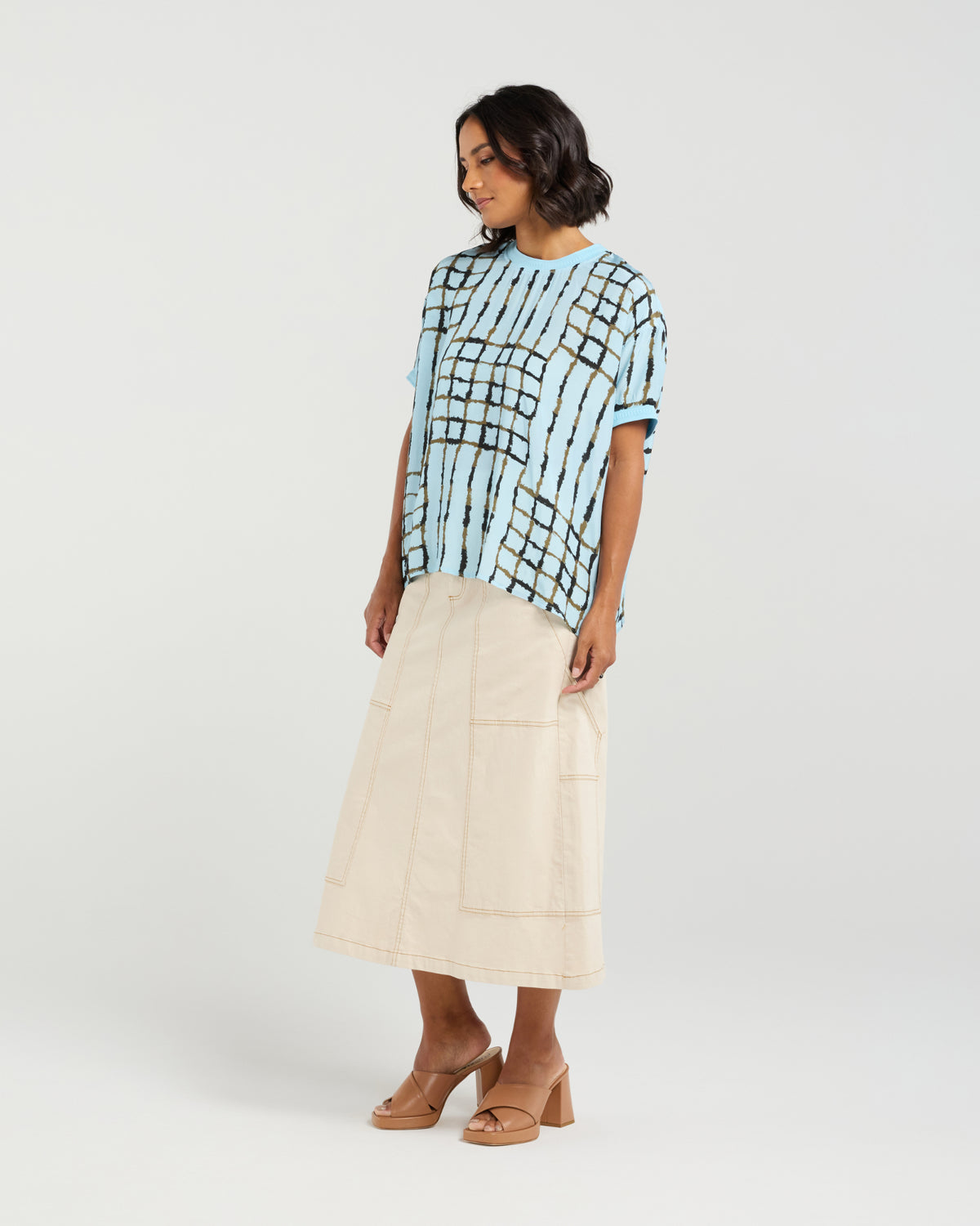 Brea Top - Skyline Plaid