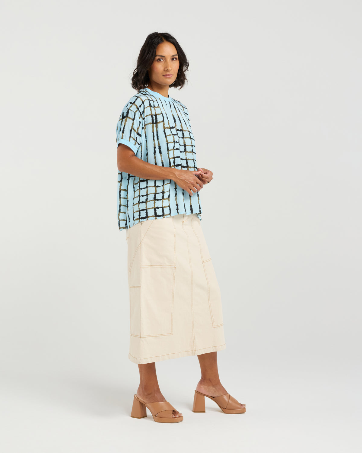 Brea Top - Skyline Plaid