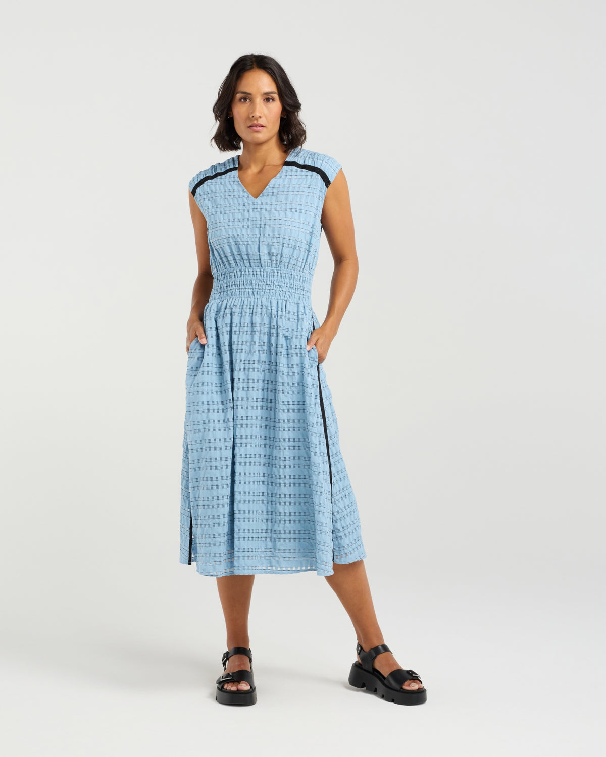 Ella Dress - Sky Check EA9038-1