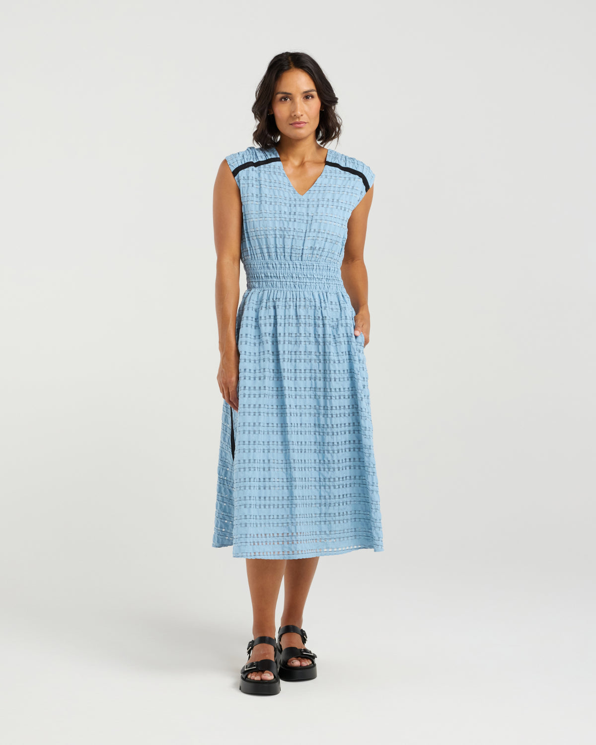 Ella Dress - Sky Check EA9038-1