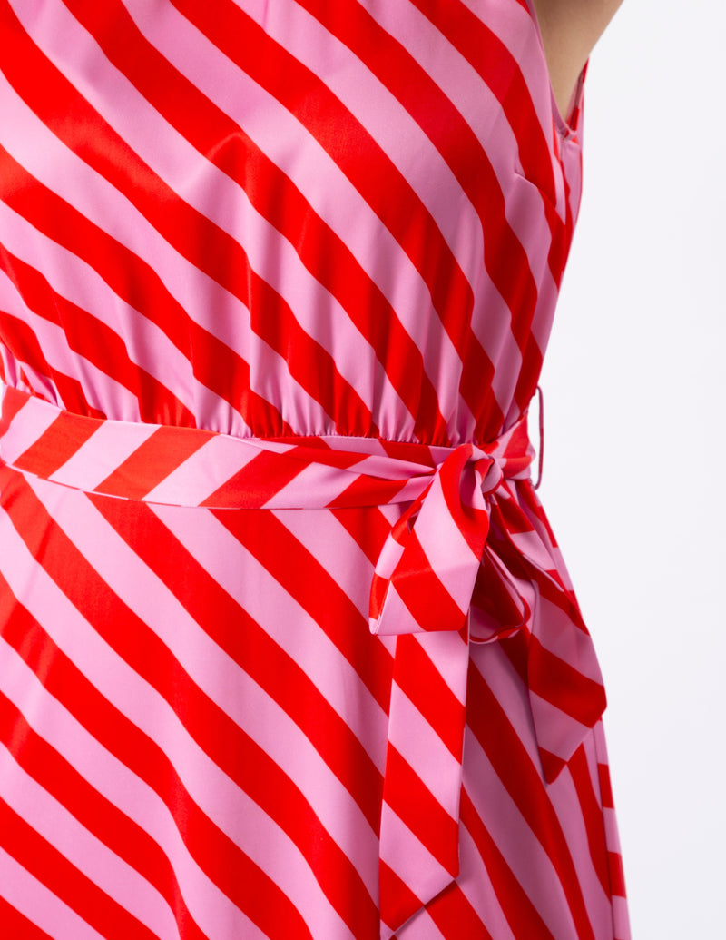 Clamentine Dress - Pink & Red Stripes