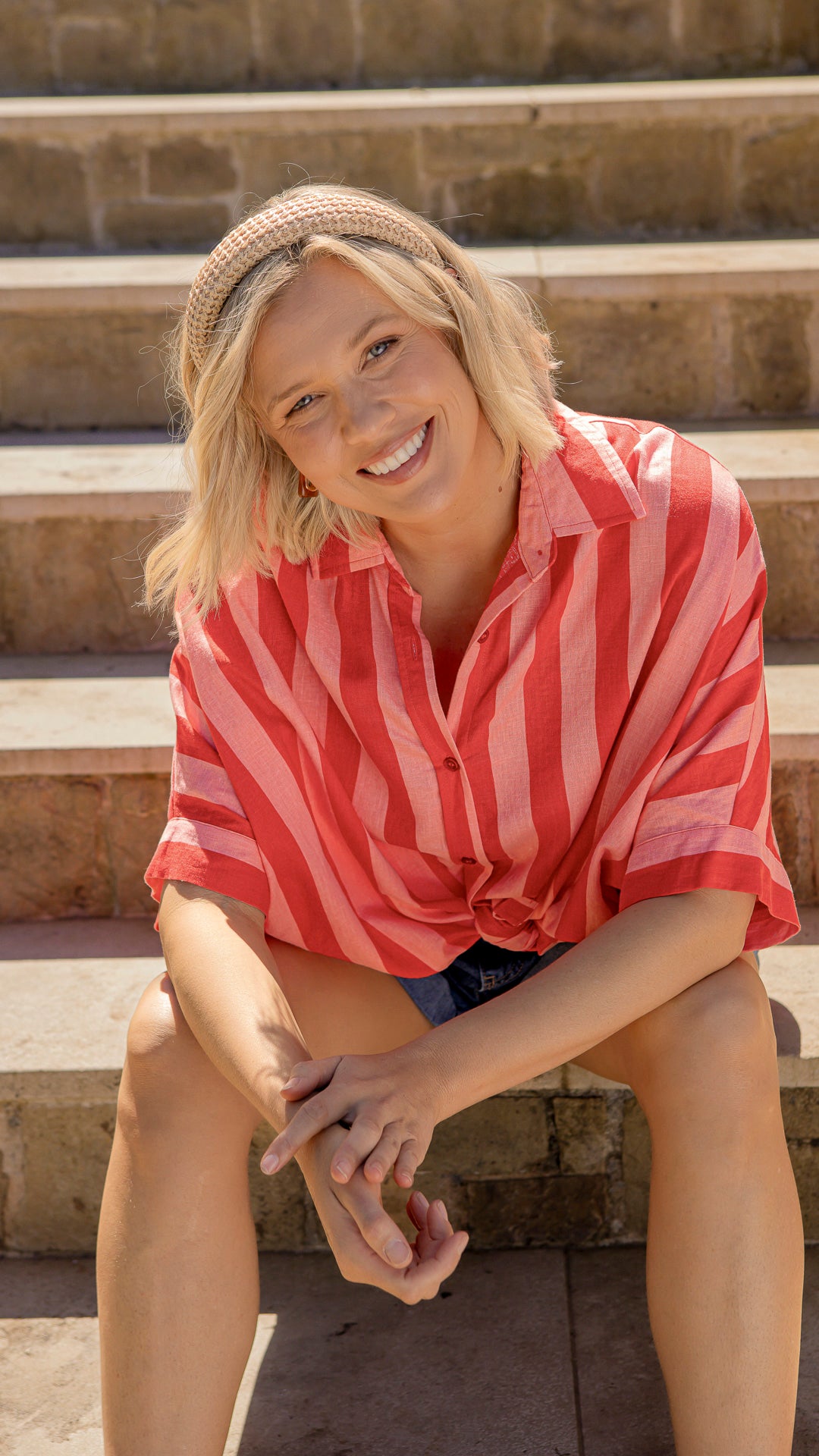 Palermo Stripe Shirt / Poppy