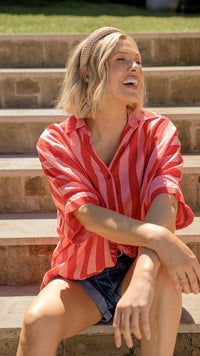 Palermo Stripe Shirt / Poppy