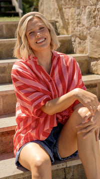Palermo Stripe Shirt / Poppy