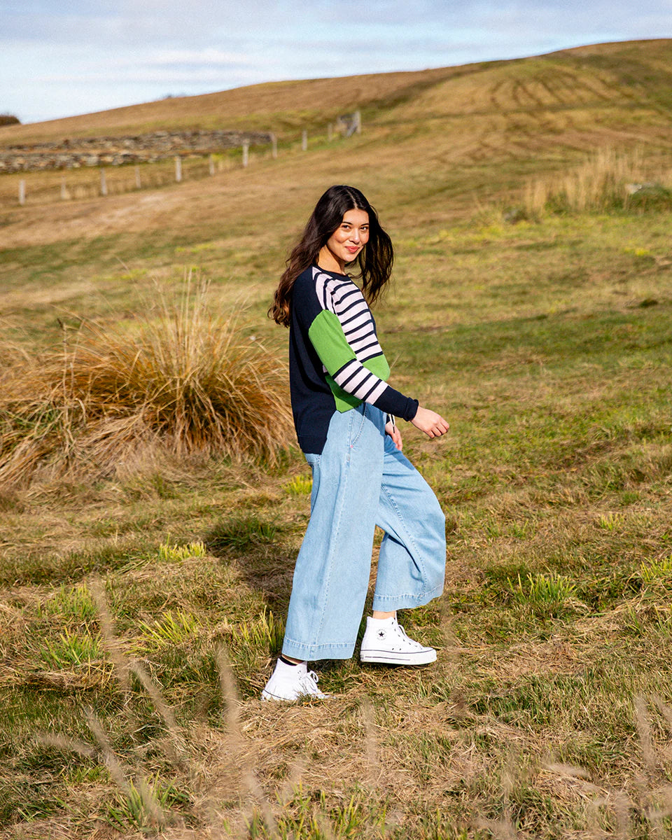 Greta Wide Leg Pant - Mid Blue Wash