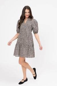 Reflective Mini Dress - Coffee Safari
