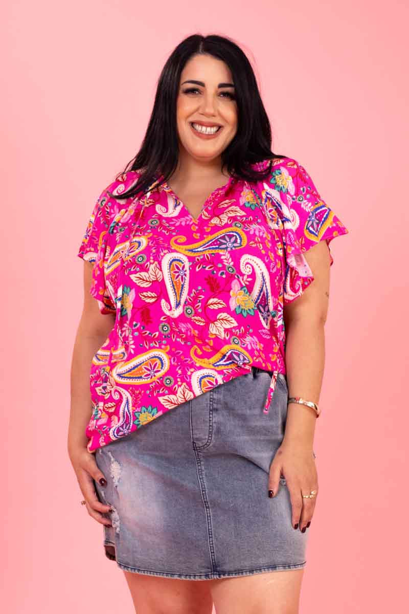 Eden Top - Pink Paisley