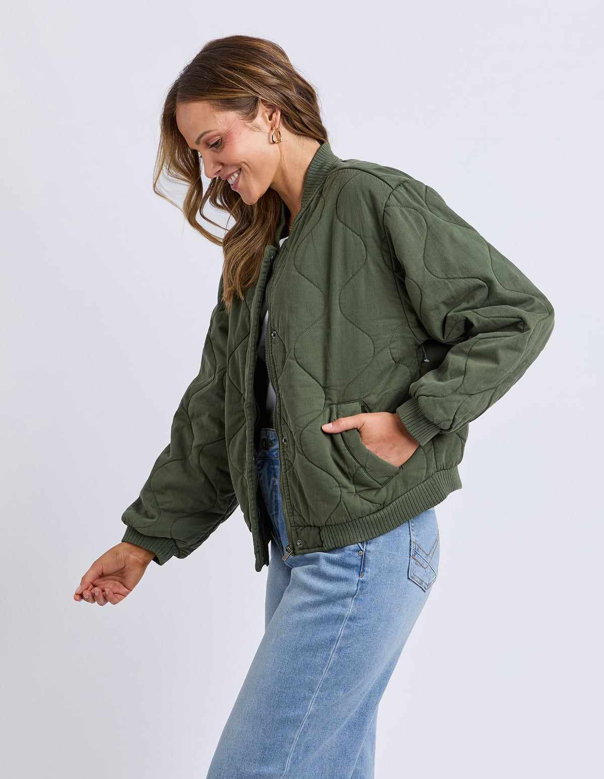 Jean Bomber Jacket/ Four Leaf Clover