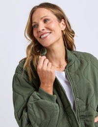 Jean Bomber Jacket/ Four Leaf Clover