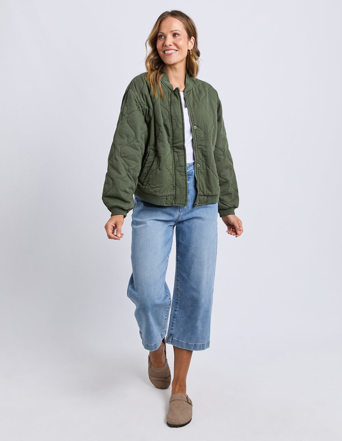 Jean Bomber Jacket/ Four Leaf Clover