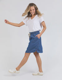 Emmy Chambray Skirt - Dark Blue
